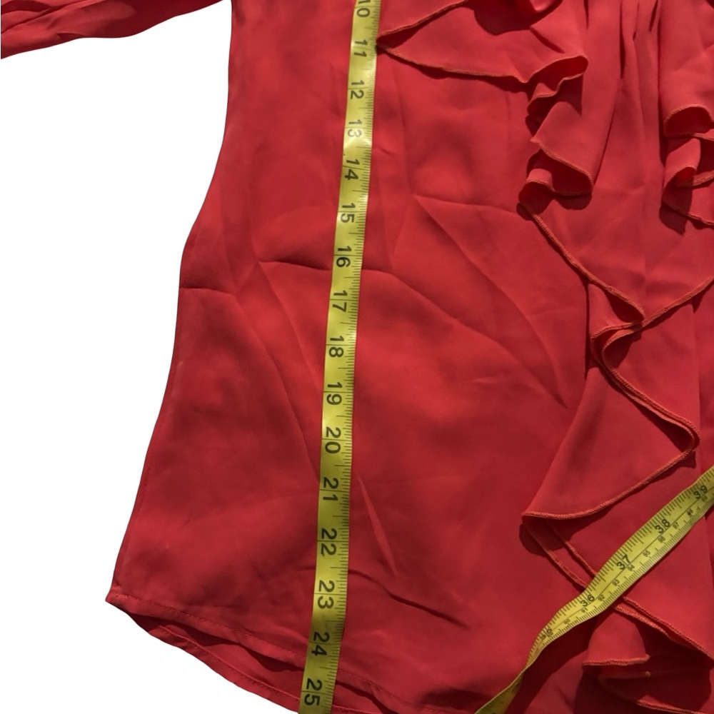 Investments Red Ruffle Bow Front Blouse - Picture 11 of 14